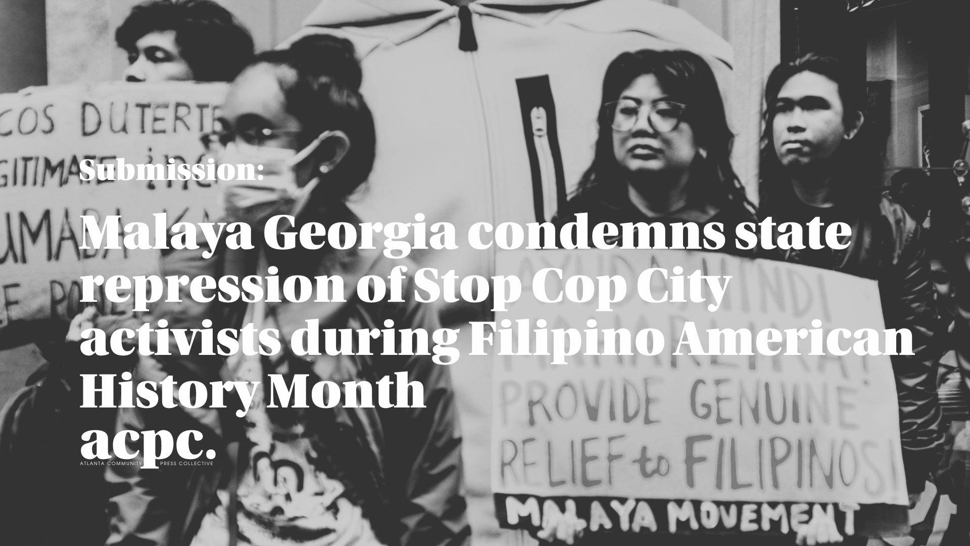 Malaya Georgia condemns state repression of Stop Cop City activists during Filipino American History Month
