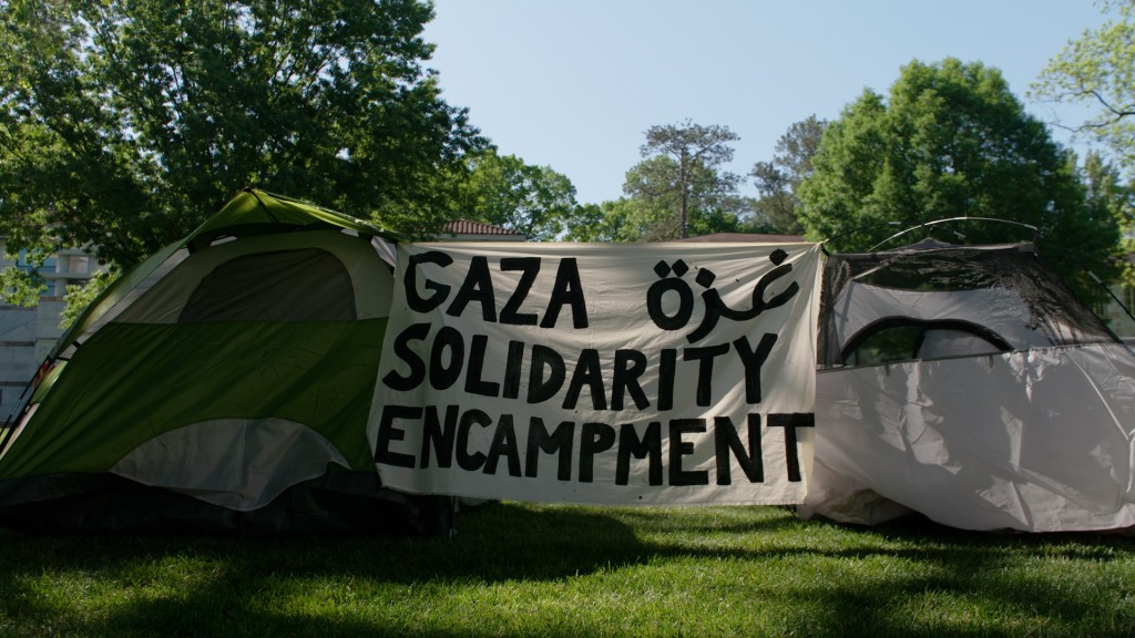 Students at Emory University set up a Gaza solidarity encampment on April 25, 2024.