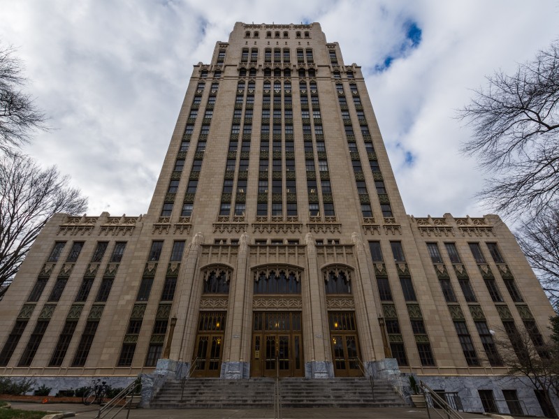 Atlanta City Hall Tower, viewed from below. City of Atlanta Settlement payouts cost taxpayers $25.87 million over two years.